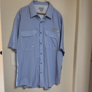 RealTree Fishing Men's Blue Cabana Gingham Button-Down Shirt Size XL
